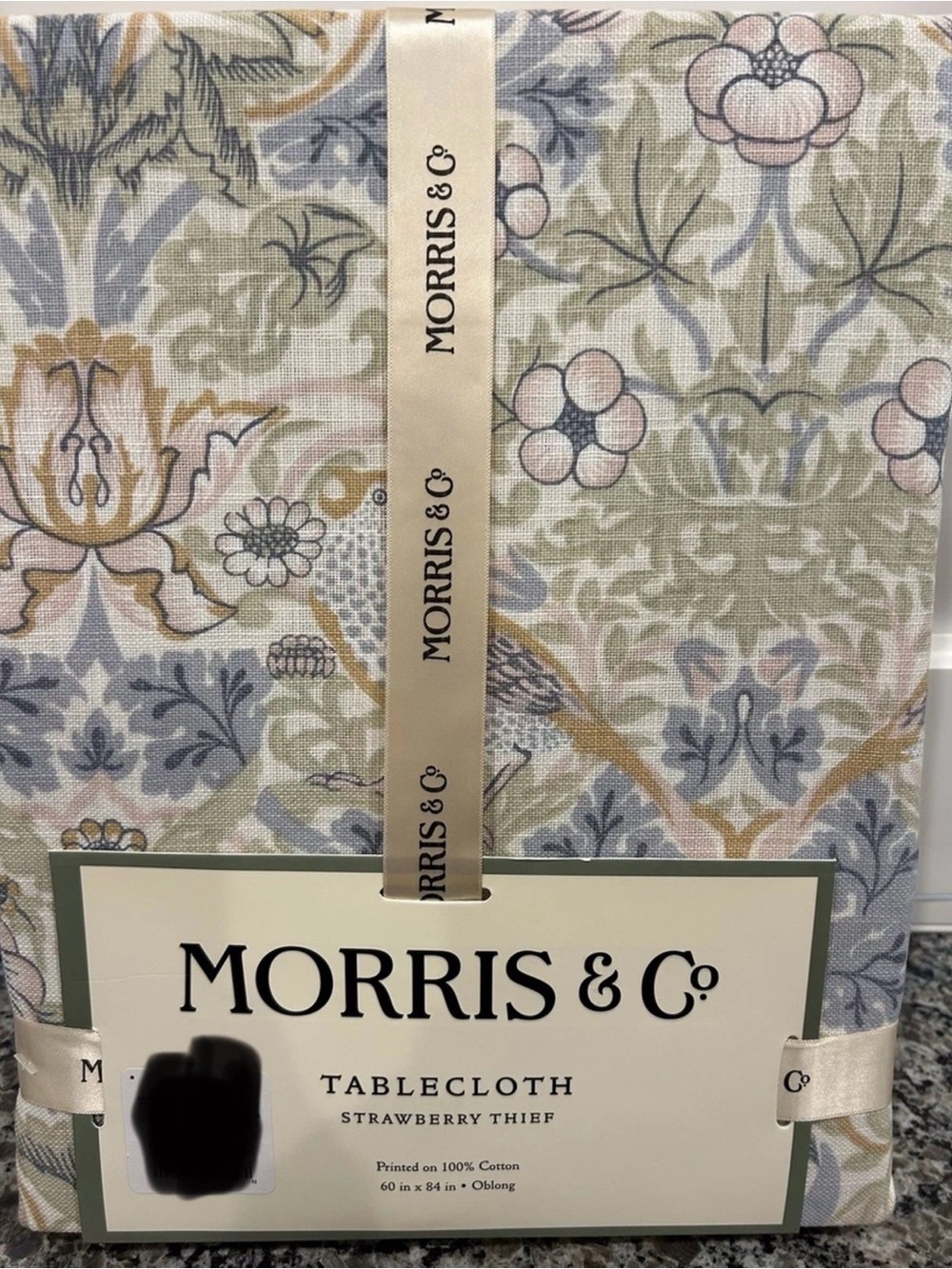 William Morris & Co Strawberry Thief Floral Tablecloth 60" x 84" Birds Flowers